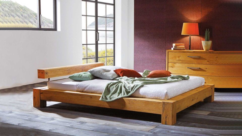 Bett Cobo; Naturholzbett Wildeiche|Naturholzbett Cobo aus massiver Wildeiche