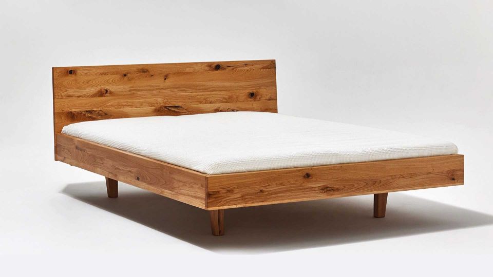 Holzbett Futon-Bett Liege Bettgestell ohne Lattenrost Massivholz modern NATUR 